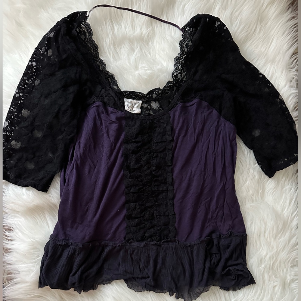 Free People Lace Sleeve Top Size Medium